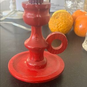 Red Wooden Candle Holder